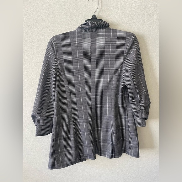 Boomboom jeans black and white checkered plaid quarter sleeve blazer suit jacket - Picture 3 of 3